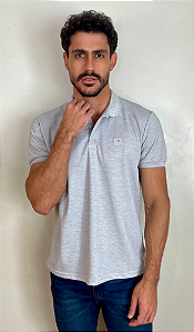 Pólo Piquet Mix Tony Menswear Cinza Claro
