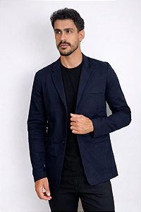 Blazer Masculino Tony Menswear Slim Fit de Sarja Azul Marinho