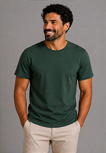 Camiseta Lisa de Algodão com Gola Careca Verde