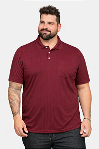 Pólo Tradicional Tony Menswear em Malha com Bolso Tamanho Plus Size Vinho