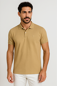 Pólo Piquet Algodão com Elastano Premium Tony Menswear Ocre