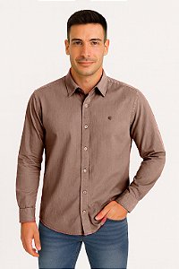 Camisa Masculina Manga Longa Algodão Tony Menswear Areia