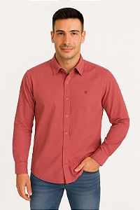 Camisa Masculina Manga Longa Algodão Tony Menswear Goiaba