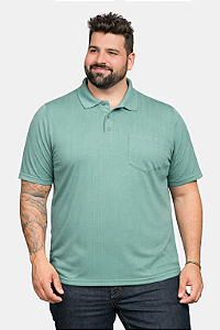 Pólo Tradicional Tony Menswear em Malha com Bolso Tamanho Plus Size Azul