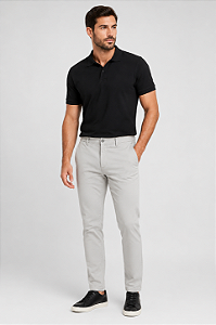 Calça Masculina de Sarja Sport Fino com Bolso Embutido Gelo