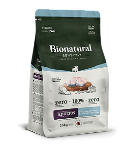 RAÇÃO BIONATURAL SENSITIVE CÃES RAÇAS PEQUENAS ADULTOS SABOR PEIXE BRANCO 15kg