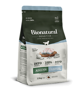 RAÇÃO BIONATURAL SENSITIVE CÃES RAÇAS MEDIAS E GRANDES ADULTOS SABOR PEIXE BRANCO 15kg