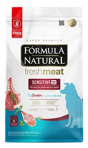 Ração Fórmula Natural Fresh Meat Sensitive 12kg Cães Adultos Portes Médio e Grande Cordeiro, Mandioca e Aloe Vera