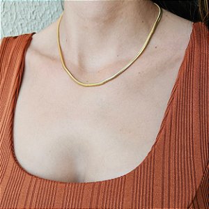Choker malha snake lisa  - Banhado a Ouro 18k