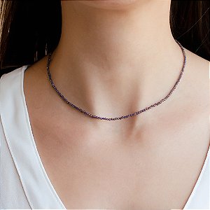 Choker cristal lapidado cinza cintilante 1,75mm