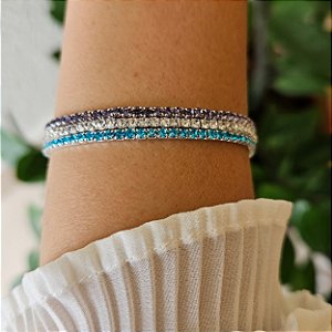 Trio Pulseiras coloridas cristal