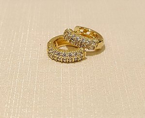 Brinco argola cravejado  - Banhado a Ouro 18k