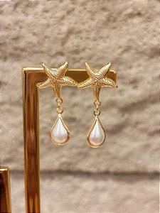 Brinco Estrela do Mar com Gota Perolada