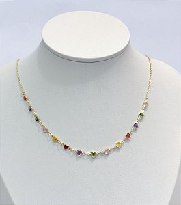 Choker Mini Corações em Zircônia Coloridas
