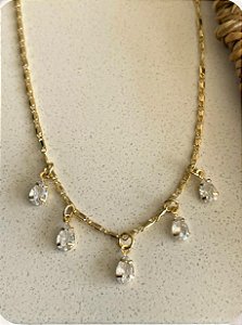 Choker com zirconias em cristal - Banhado a Ouro 18k