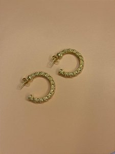 Brinco Carol de argola detalhado - Banhado a Ouro 18k