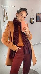Calça Reta de Lã em Tricot