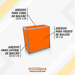 Adesivo para Balcão de Stand / Feiras / Eventos (1 FRENTE + 2 LATERAL + 1 CIMA)