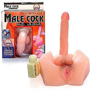 BAILE MALE COCK AND VAGINA - Masturbardor hermafrodita  vagina com pelos pênis rotativo vibratório em cyber skin -  2kg