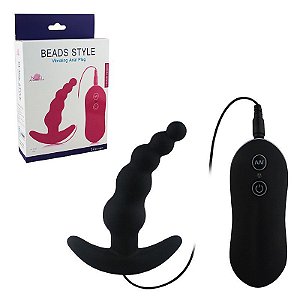 APHRODISIA BEADS STYLE - Plug anal com Vibrador em Soft Touch com 10 velocidades - cor preta