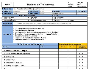 Registro de Treinamento - ISO Planilha