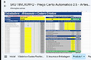 Precificação Automática de Artesanato, Costura, Crochê - Planilha (PIX CHAVE: cicloqualidade@gmail.com)