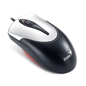 Mouse Genius Wired Ns-100 Preto Com Prata Usb