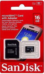 Cartão De Memória 16Gb Micro Sd + Adaptador SD - SanDisk