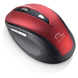 Mouse Sem Fio Multilaser 2.4 Ghz Comfort 6 Botoes Vermelho Metalizado e Preto Usb - MO239