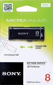 Pen Drive Sony Retrátil Preto 8GB USM8GR