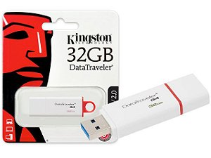 Pendrive Kingston DTIG4 32GB USB 3.0/2.0 Branco/vermelho
