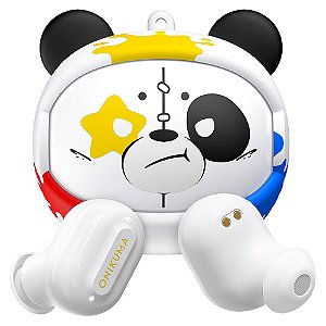 Fone Ouvido Bluetooth Gamer Onikuma T20 TWS Space Bear Branco