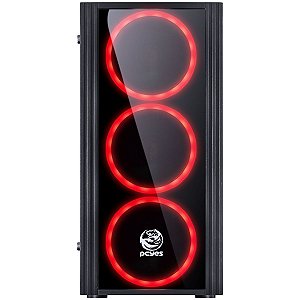 Gabinete Mid-Tower Saturno 3 Fan Led Vermelho Pcyes - SATPTVM3FCA