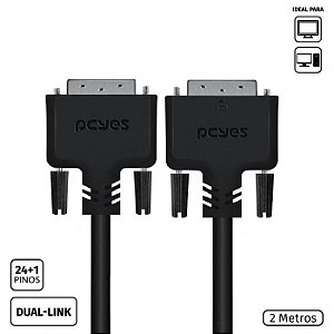 Cabo DVI-D 24+1 Dual Link Macho 2 Metros - Pcyes - PDDL-2