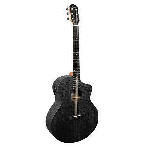 VIOLAO GIANNINI GJM CEQ SBK - ACO JUMBO MAPLE EL/AC CUTAWAY SATIN BLACK C/ BAG