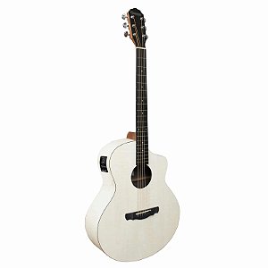 VIOLAO GIANNINI GJM CEQ SWH JUMBO MAPLE EL/AC CUTAWAY SATIN WHITE C/ BAG