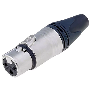 PLUG XLR NEUTRIK FEMEA NC3FXX 3 POLOS NIQUEL/PRATA