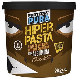 PROTEÍNA PURA - HIPER PASTA DE AMENDOIM GRANULADO COM 40% ALBUMINA SABOR CHOCOLATE - 1KG