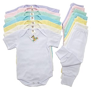 Conjunto Body e Mijão Manga Curta Malha Canelada