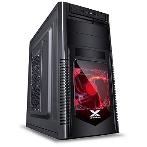 GABINETE GAMER VX GAMING ORION COM JANELA FRONTAL ACRILICA PRETO COM FAN FRONTAL 120MM LED VERMELHO-O