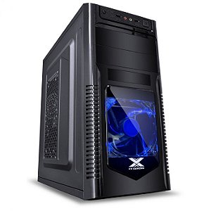 GABINETE GAMER VX GAMING ORION COM JANELA FRONTAL ACRILICA PRETO COM FAN FRONTAL 120MM LED AZUL-O