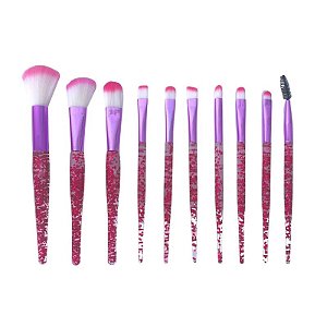 Kit com 10 pincéis com glitter - Love Store