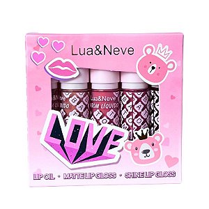 Kit lip oil, gloss e batom * Lua & Neve