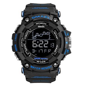 Relógio Masculino Smael Esporte 1802 Anti-Shock Digital Prova D'Agua Azul