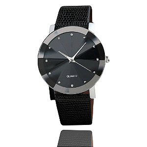 Relogio Luxo Masculino Casual Classico Pulseira de Couro Sport Preto InTimes