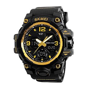 Relógio Masculino Anti-Shock Skmei 1155 Digital Esporte Preto Dourado