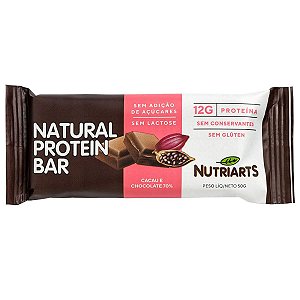 Barra de proteína sabor cacau e chocolate 70% Nutriarts 50g