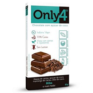 Chocolate 70% com nibs Only4 Genevy 80g