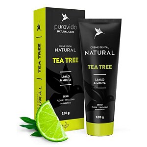 Creme dental tea tree limão e menta Puravida 120g