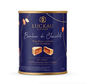 Lata chocolate branco com amendoim Luckau 200g